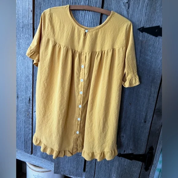 Goldenrod Ruffle Sleeve Women's Top - Picture 2 of 4
